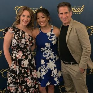 Blue, black, and white printed dress. Size large.